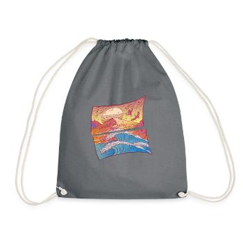 The Great Kanagawa Wave Japanese - Drawstring Bag - grey - Front