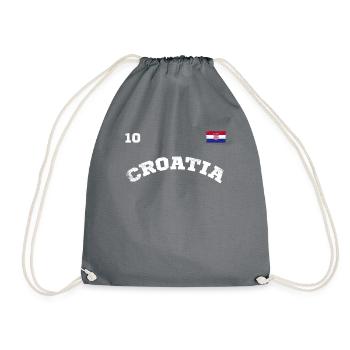 Vintage Kroatien Kroatische Flagge Nummer 10 Fußball - Turnbeutel - Grau - Vorne