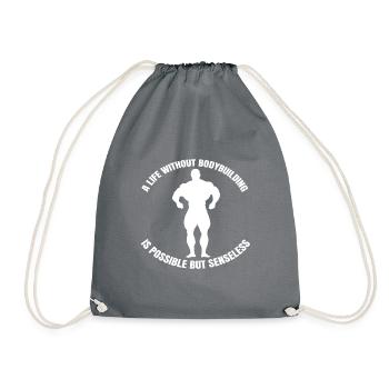 Fitness Athlete Bodybuilder Strength Training Muscle - Drawstring Bag - grey - Front
