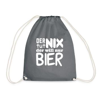 der tut nix der will nur Bier - Turnbeutel - Grau - Vorne