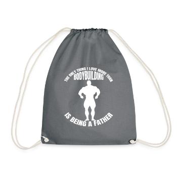 Fitness Father Muscle Dad Strength Training Bodybuilder - Drawstring Bag - grey - Front