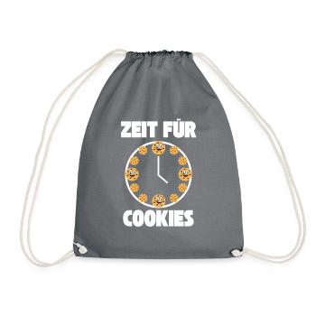 Zeit für Cookies Kekse Gebäck Plätzchen - Turnbeutel - Grau - Vorne