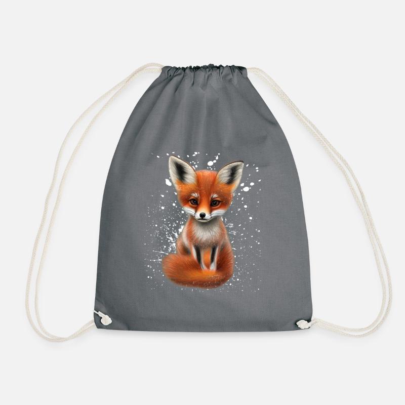 Fuchs handgemalter Fuchs Welpe - Turnbeutel - Grau
