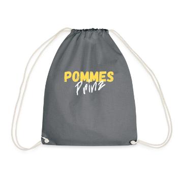 Pommes Prinz Fritten Kartoffel Geschenk - Turnbeutel - Grau - Vorne