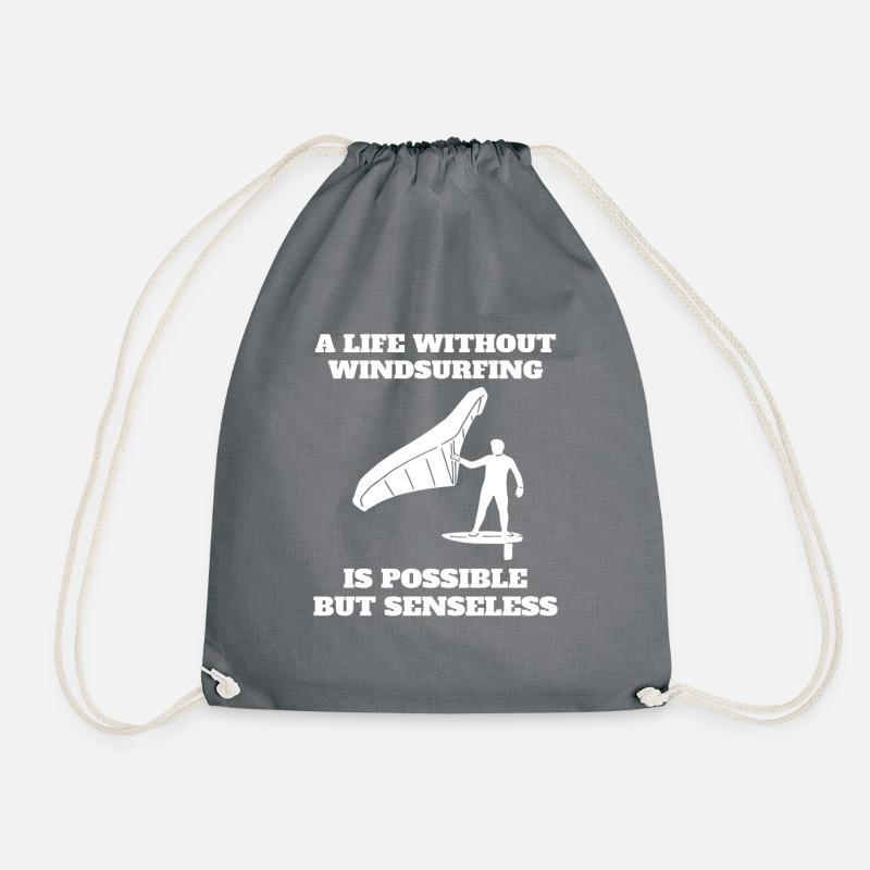 Windsurfer Geschenk Kitesurfer Windsurfing Surfen - Turnbeutel - Grau