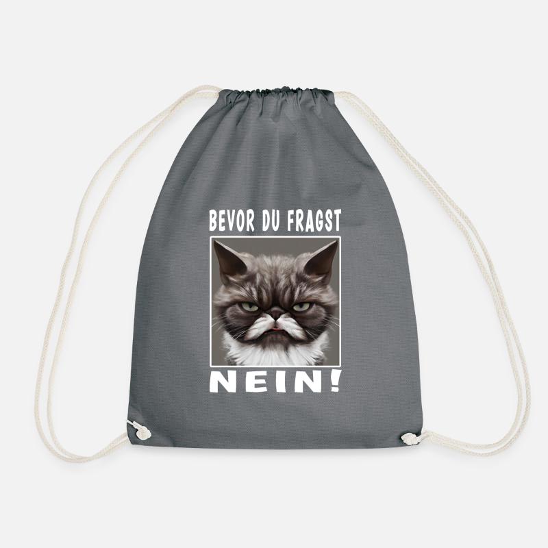 Bevor du fragst nein Katze - Turnbeutel - Grau