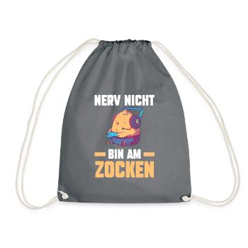 Nerv Nicht Bin Am Zocken Küken Gamer - Turnbeutel - Grau - Vorne