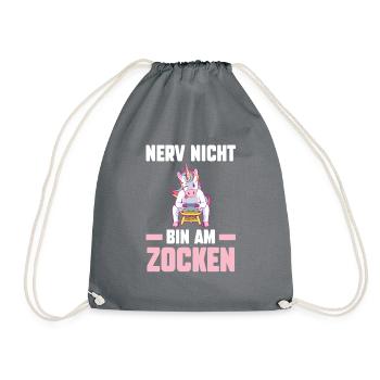 Nerv Nicht Bin Am Zocken Einhorn Gamer - Turnbeutel - Grau - Vorne