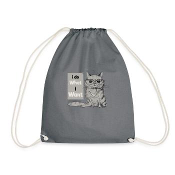 Life is better with cats. I do what - Drawstring Bag - grey - Front