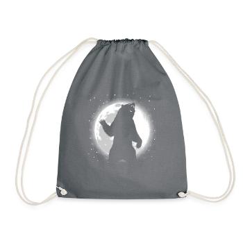 Grizzly bear under the moon - Drawstring Bag - grey - Front