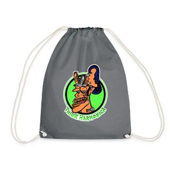 Harmonica style Rat Fink harmonica player - Drawstring Bag - grey - Front