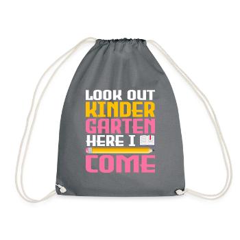 Kindergärtnerin-Kader, Der Spaß-Regenbogen-Farben - Turnbeutel - Grau - Vorne