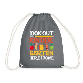 Kindergärtnerin-Kader, Der Spaß-Regenbogen-Farben - Turnbeutel - Grau - Vorne