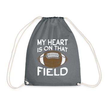 My heart is on the field Footbal Quaterback - Drawstring Bag - grey - Front