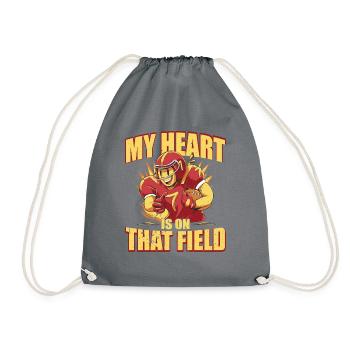 My heart is on the field Footbal Quaterback - Drawstring Bag - grey - Front