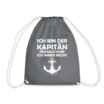Kapitän Bootsschein Segeln Boot - Turnbeutel - Grau - Vorne
