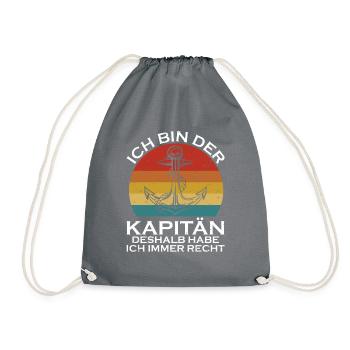 Kapitän Bootsschein Segeln Boot - Turnbeutel - Grau - Vorne