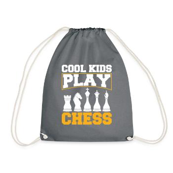 Schachschachkern Schachboxing Geschenk Für Kinder - Turnbeutel - Grau - Vorne