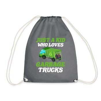Garbage truck Just a boy who loves garbage trucks - Drawstring Bag - grey - Front