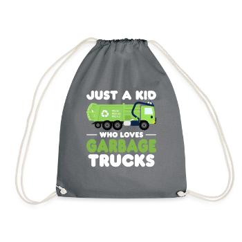 Garbage truck Just a boy who loves garbage trucks - Drawstring Bag - grey - Front