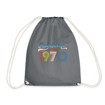 Vintage 1970 Retro Bitrthday Limited Edition - Drawstring Bag - grey - Front
