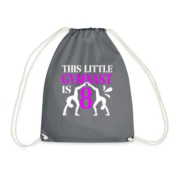 8 Year Old Gymnast Athlete Birthday Child - Drawstring Bag - grey - Front
