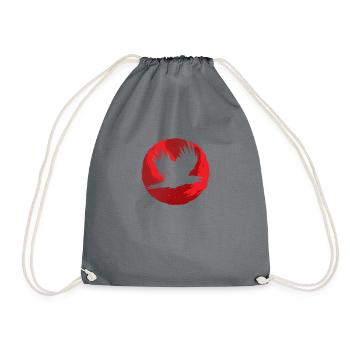 Gothic Skull-Red Moon-Black Crow - Drawstring Bag - grey - Front