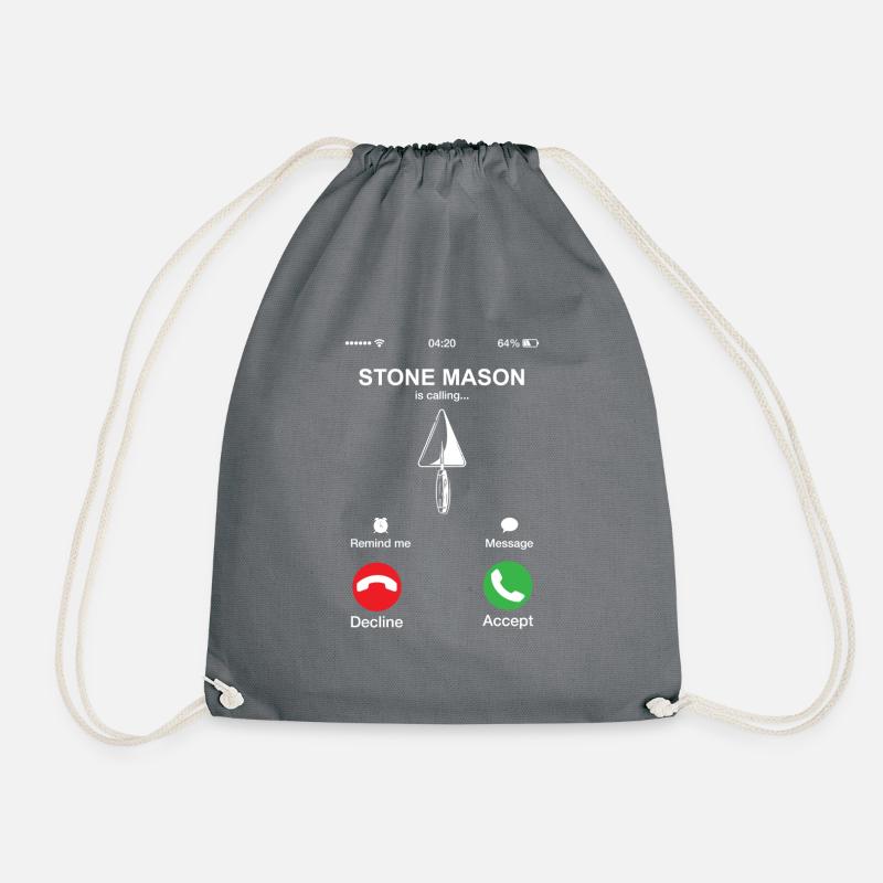Stone Mason Is Calling Funny Bricklayer Worker Pun - Drawstring Bag - grey