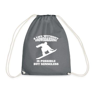 Snowboard saying snowboarders winter sports - Drawstring Bag - grey - Front