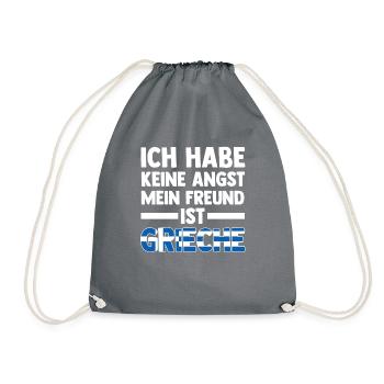 Ich habe keine Angst mein Freund ist Grieche - Turnbeutel - Grau - Vorne