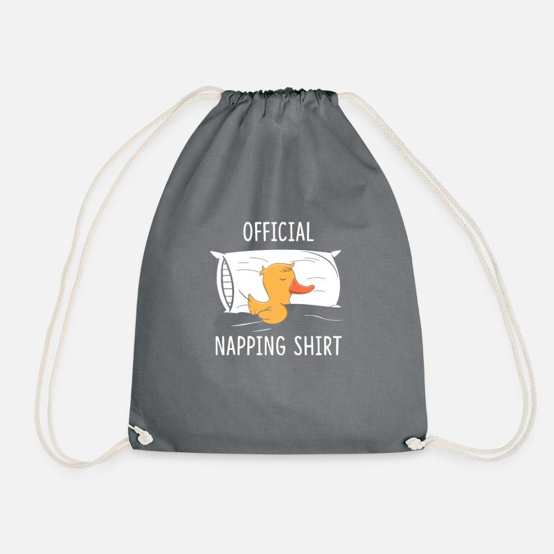 Official Napping Shirt Duck Pajama Sleeping Duck - Drawstring Bag - grey