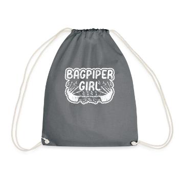 Bagpiper Girl Bagpiper Instrument Player Bagpipe M - Turnbeutel - Grau - Vorne