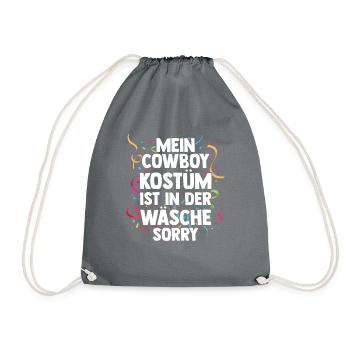 Mein Cowboy Kostüm ist in der Wäsche Fasching Karn - Turnbeutel - Grau - Vorne