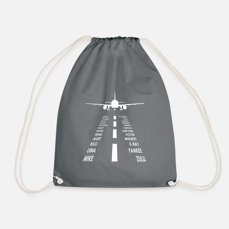 Flugzeug / Landebahn Piloten Alphabet / Hobbypilot - Turnbeutel - Grau