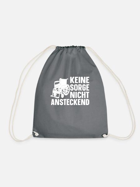 Rollstuhl Rollstuhlfahrer Witzig - Turnbeutel - Grau