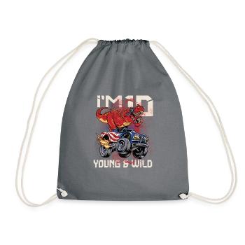 10e anniversaire Enfants Monster Dino Truck Je suis - Sac de sport léger - gris - Devant