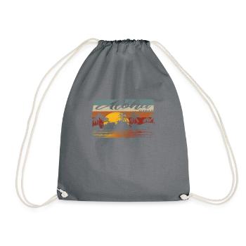 70s 80s Hawaiian Island Palm Beach - Great - Drawstring Bag - grey - Front