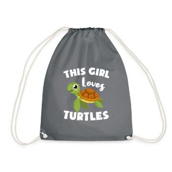 This girl loves turtles - Drawstring Bag - grey - Front