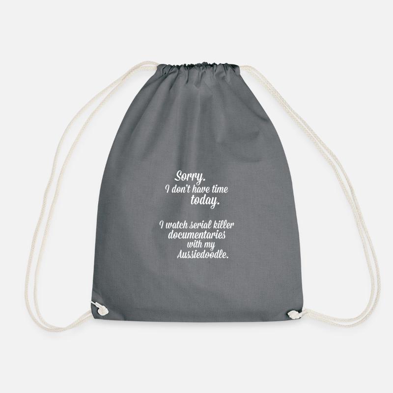 I watch documentaries with my Aussiedoodle - Drawstring Bag - grey