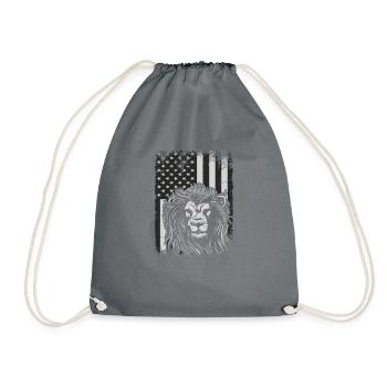 Lion Usa Flag Unleash Your Inner Strength - Drawstring Bag - grey - Front