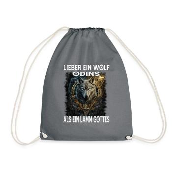 Lieber ein Wolf odins als ein Lamm Gottes - Turnbeutel - Grau - Vorne