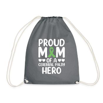 Proud mother of cerebral palsy Hero CP - Drawstring Bag - grey - Front