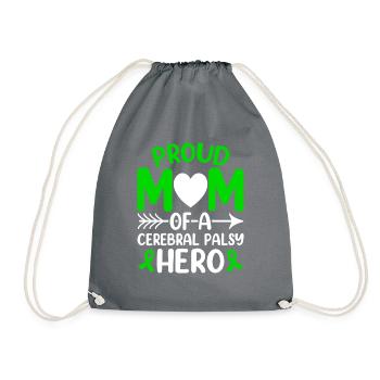 Proud mother of cerebral palsy Hero CP - Drawstring Bag - grey - Front