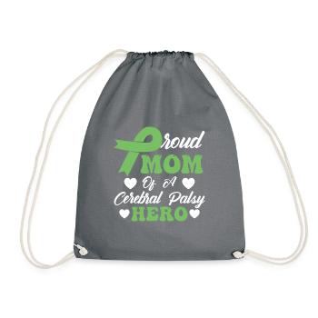 Proud mother of cerebral palsy Hero CP - Drawstring Bag - grey - Front