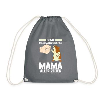 Nagetier Meerschwein Mutter Mama Meerschweinchen - Turnbeutel - Grau - Vorne