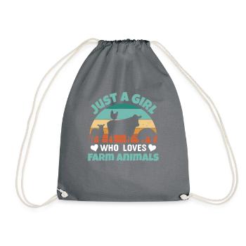 Filles, animaux de ferme, vaches, cochons, chèvres - Sac de sport léger - gris - Devant