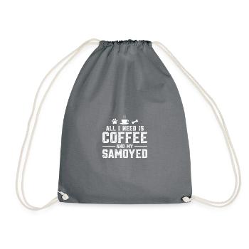 All I need is coffee and my Samoyede - Drawstring Bag - grey - Front