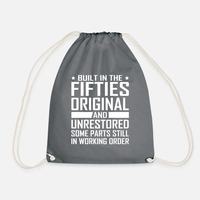 Built In Fifties 50's Birthday - Drawstring Bag - grey