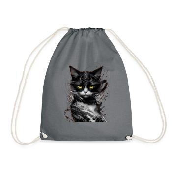 Katze Haustier - Turnbeutel - Grau - Vorne