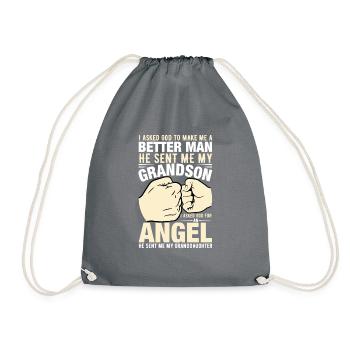 I asked God to make me a better man - Drawstring Bag - grey - Front